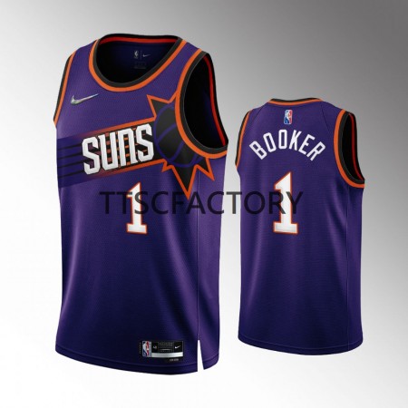 Herren NBA Phoenix Suns Trikot Devin Booker 1 Nike 2022-23 Icon Edition Lila Swingman